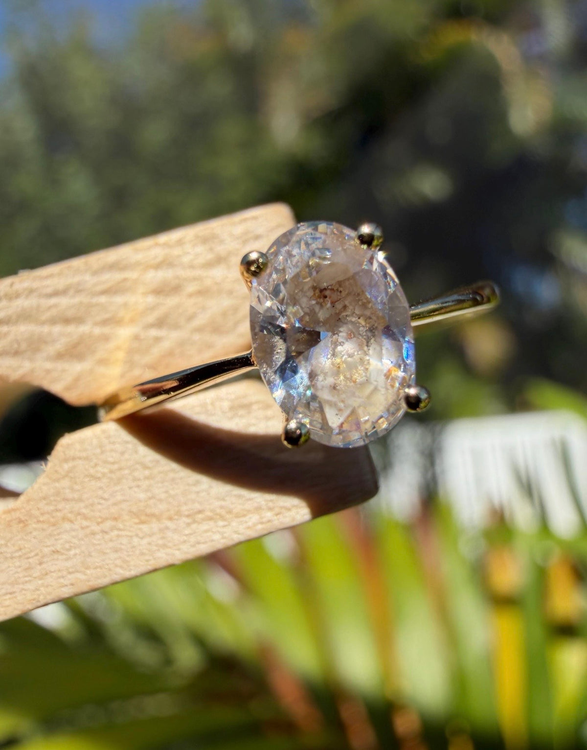 Elongated Oval CZ Cremation Ashes Ring, 1 Carat Memorial Solitaire Ring