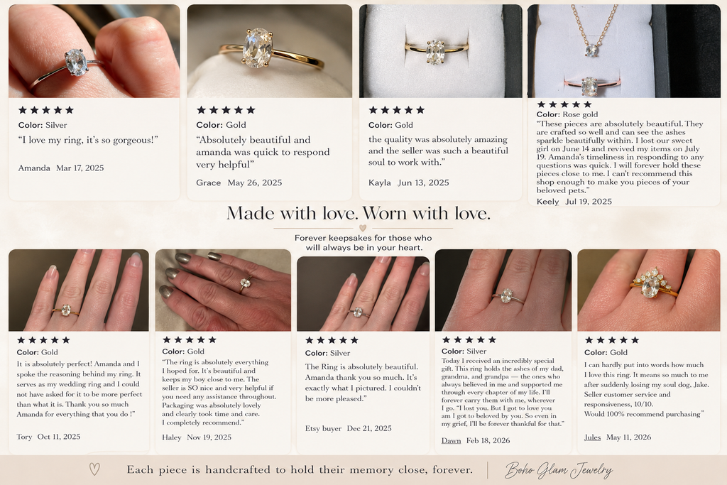 Elongated Oval CZ Cremation Ashes Ring, 1 Carat Memorial Solitaire Ring