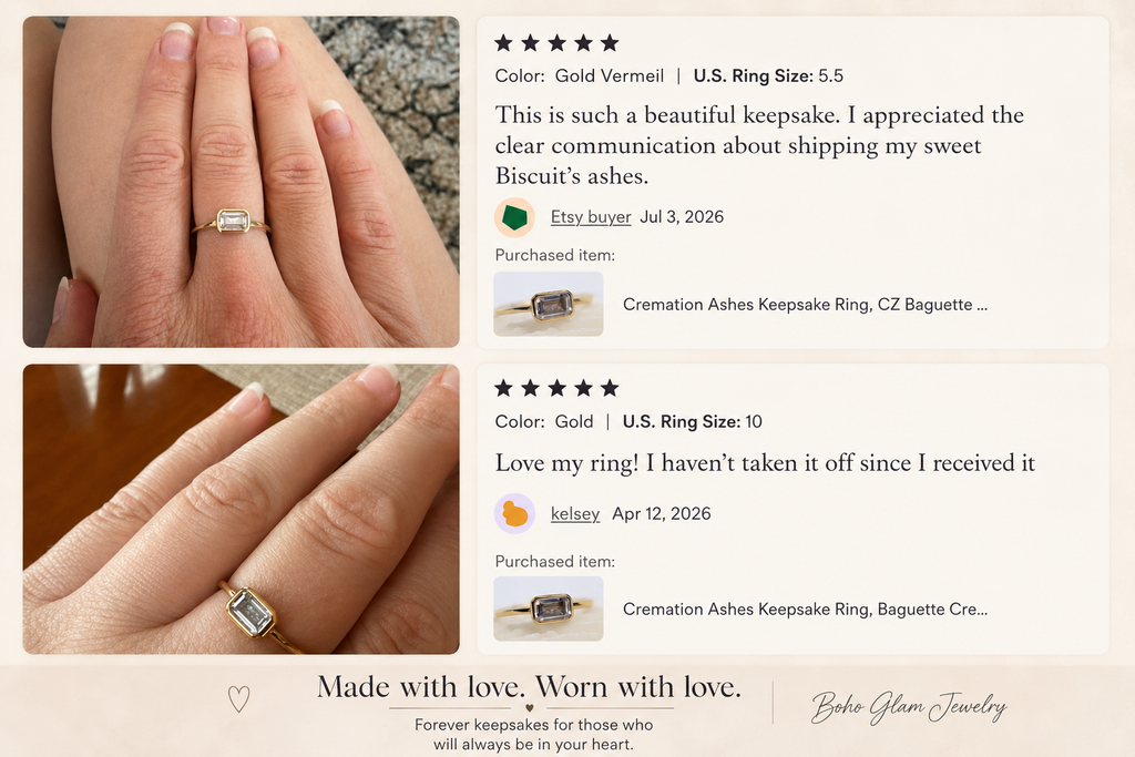East-West Emerald Cut Cremation Ashes Ring