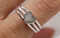 Half my Heart Cremation Ring, Triple Band Ashes Memorial Ring