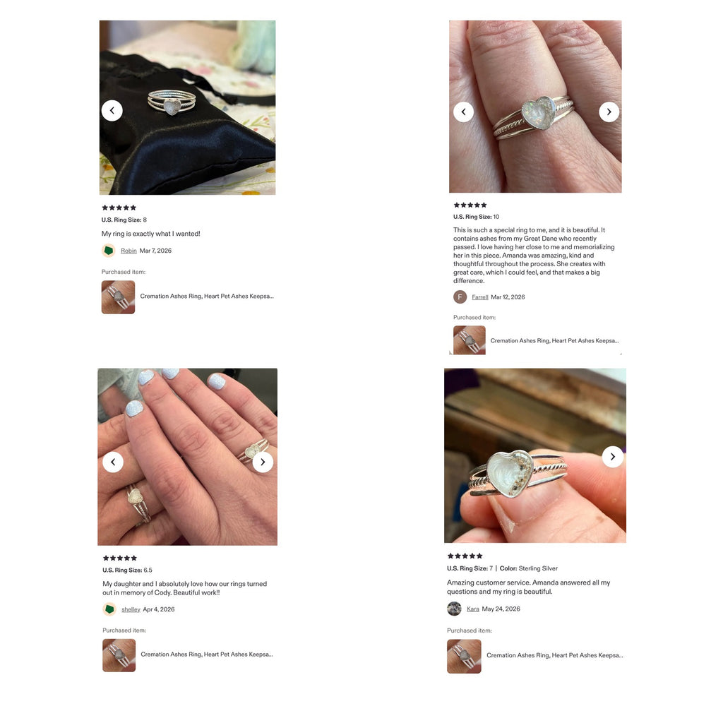 Half my Heart Cremation Ring, Triple Band Ashes Memorial Ring