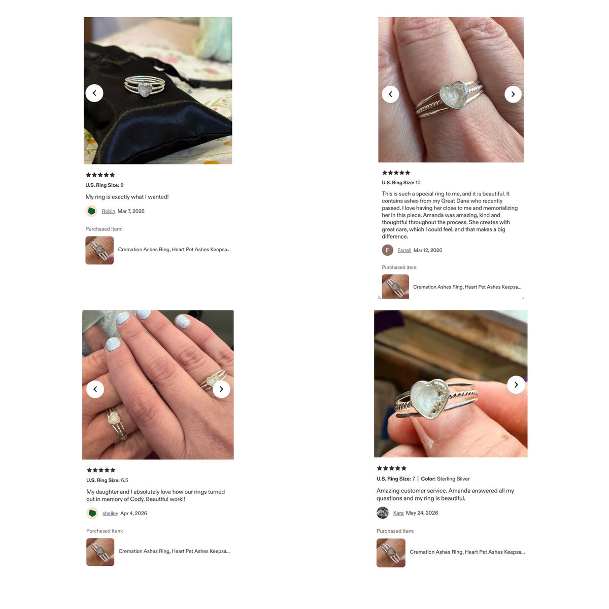 Half my Heart Cremation Ring, Triple Band Ashes Memorial Ring
