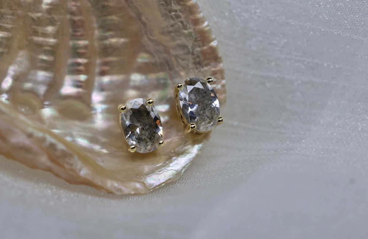 Elongated Oval Cremation Stud Earrings, 1 Carat CZ Memorial Earrings