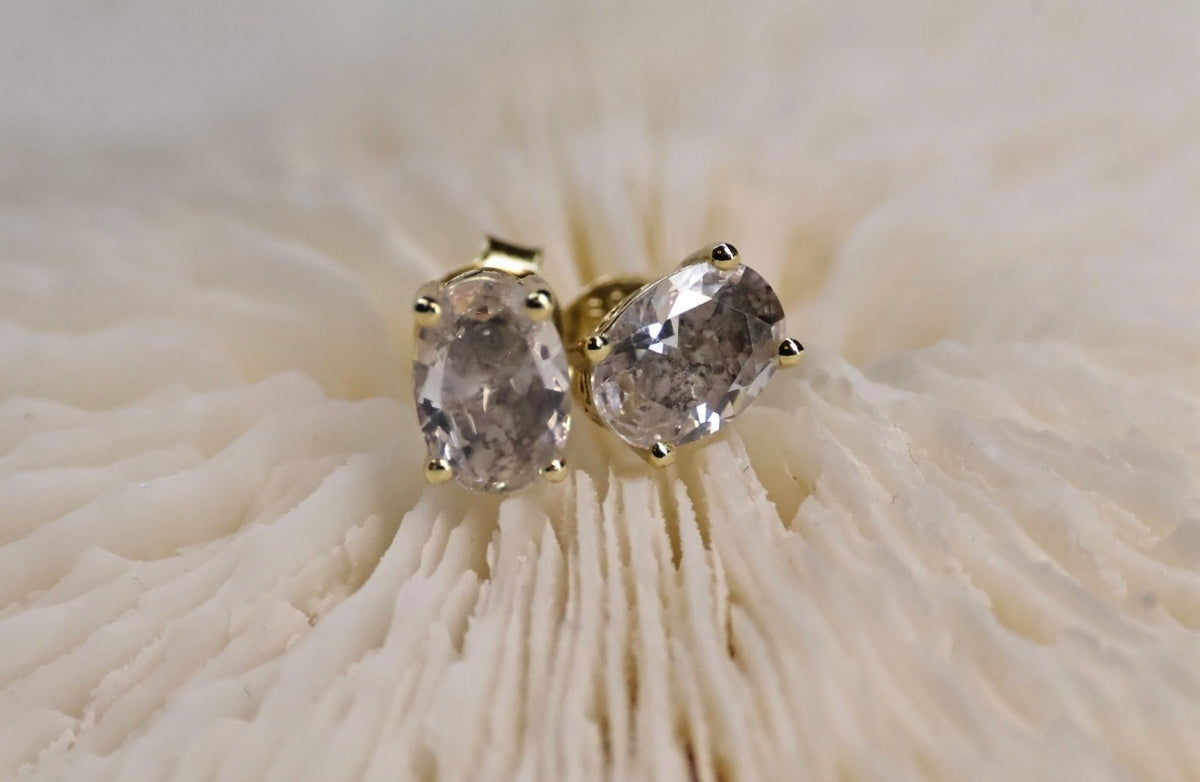 Elongated Oval Cremation Stud Earrings, 1 Carat CZ Memorial Earrings