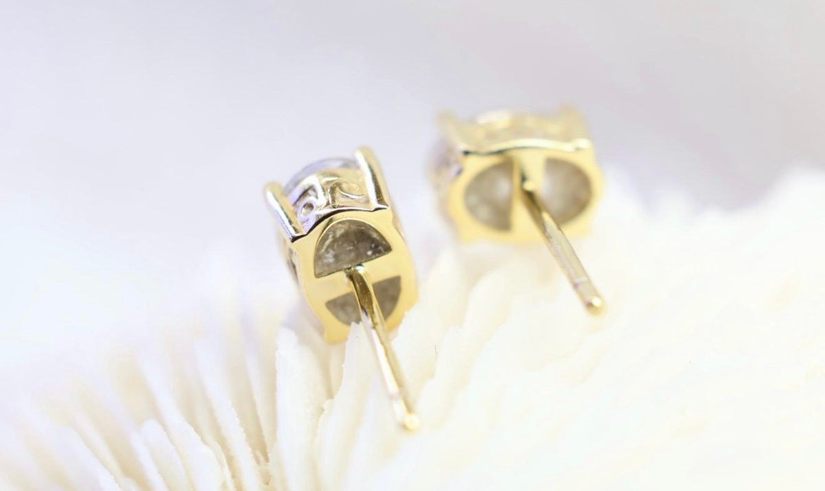 Elongated Oval Cremation Stud Earrings, 1 Carat CZ Memorial Earrings