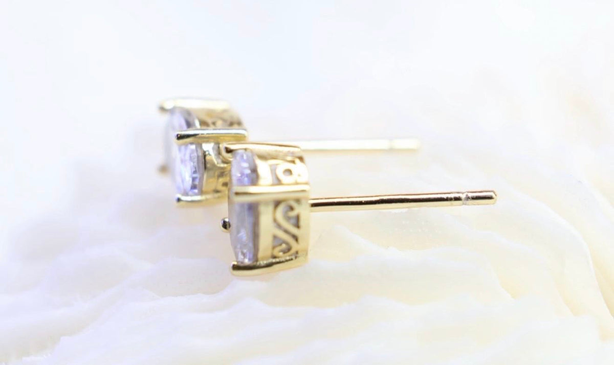 Elongated Oval Cremation Stud Earrings, 1 Carat CZ Memorial Earrings