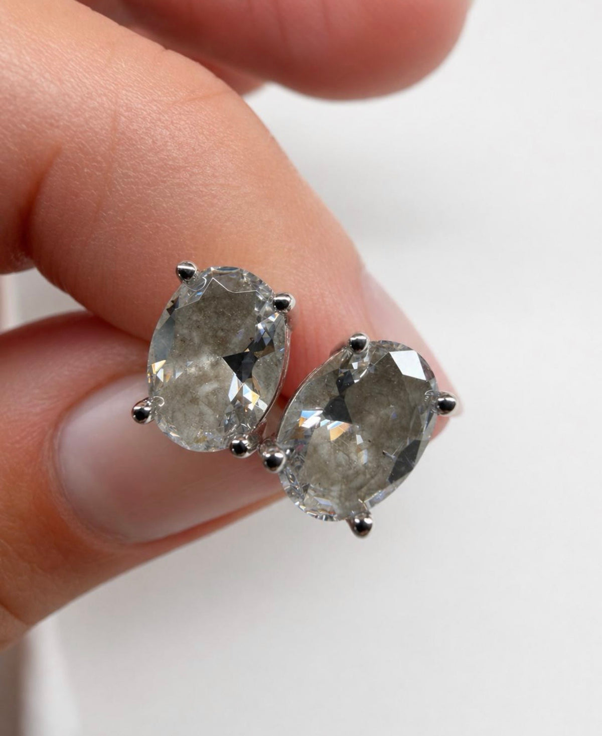 Elongated Oval Cremation Stud Earrings, 1 Carat CZ Memorial Earrings