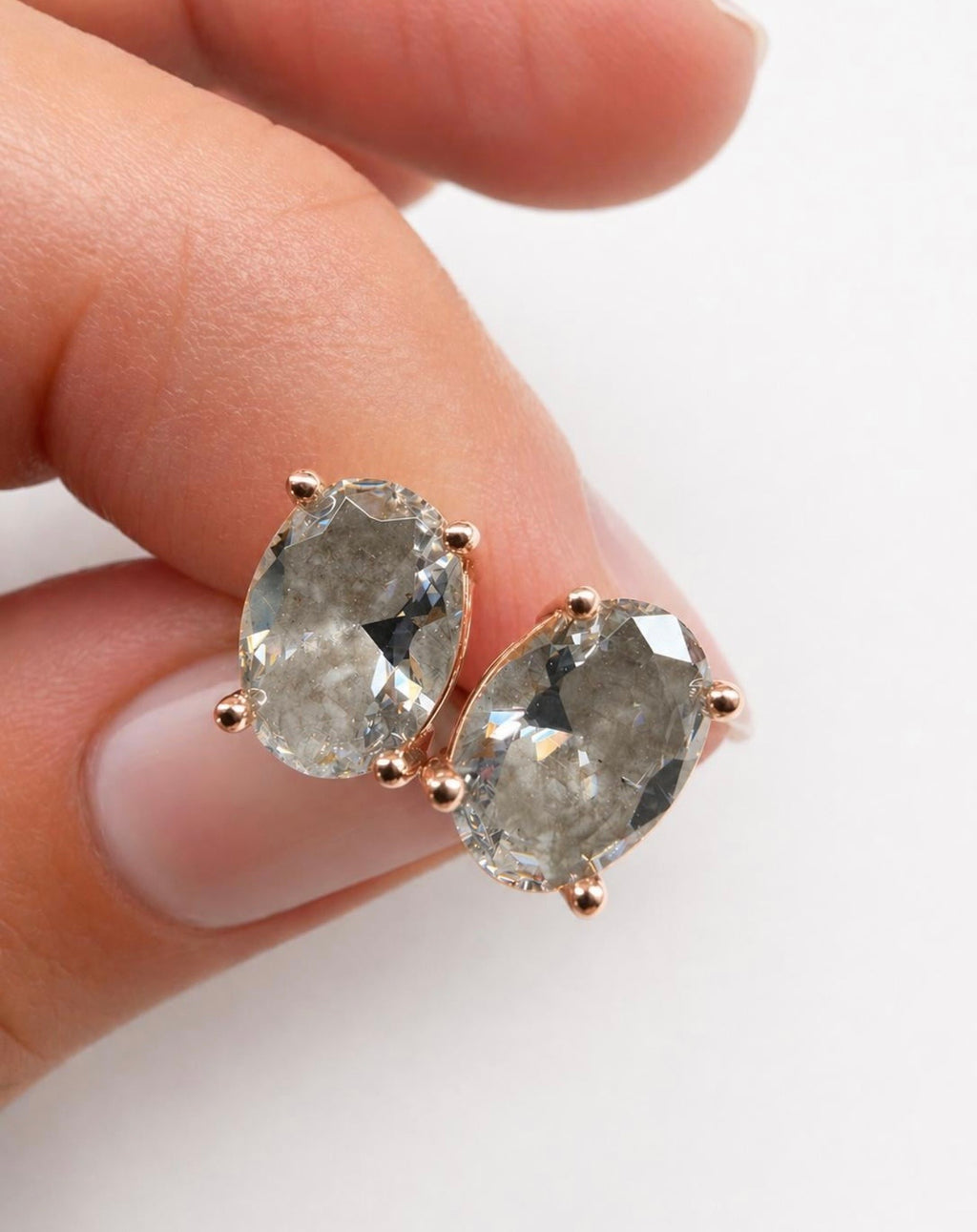 Elongated Oval Cremation Stud Earrings, 1 Carat CZ Memorial Earrings