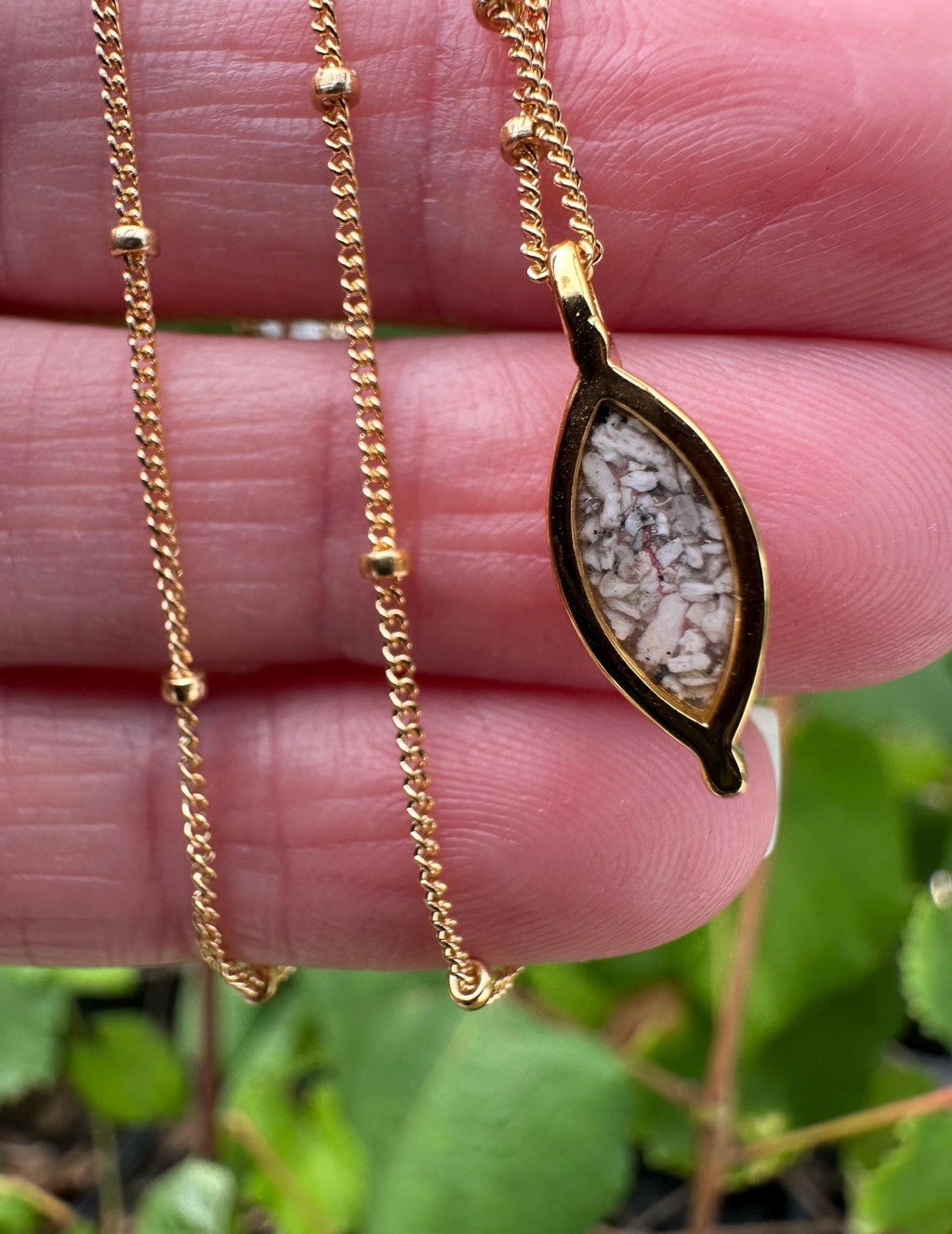 Cremation Ashes Marquise CZ Diamond Necklace on Satellite Chain