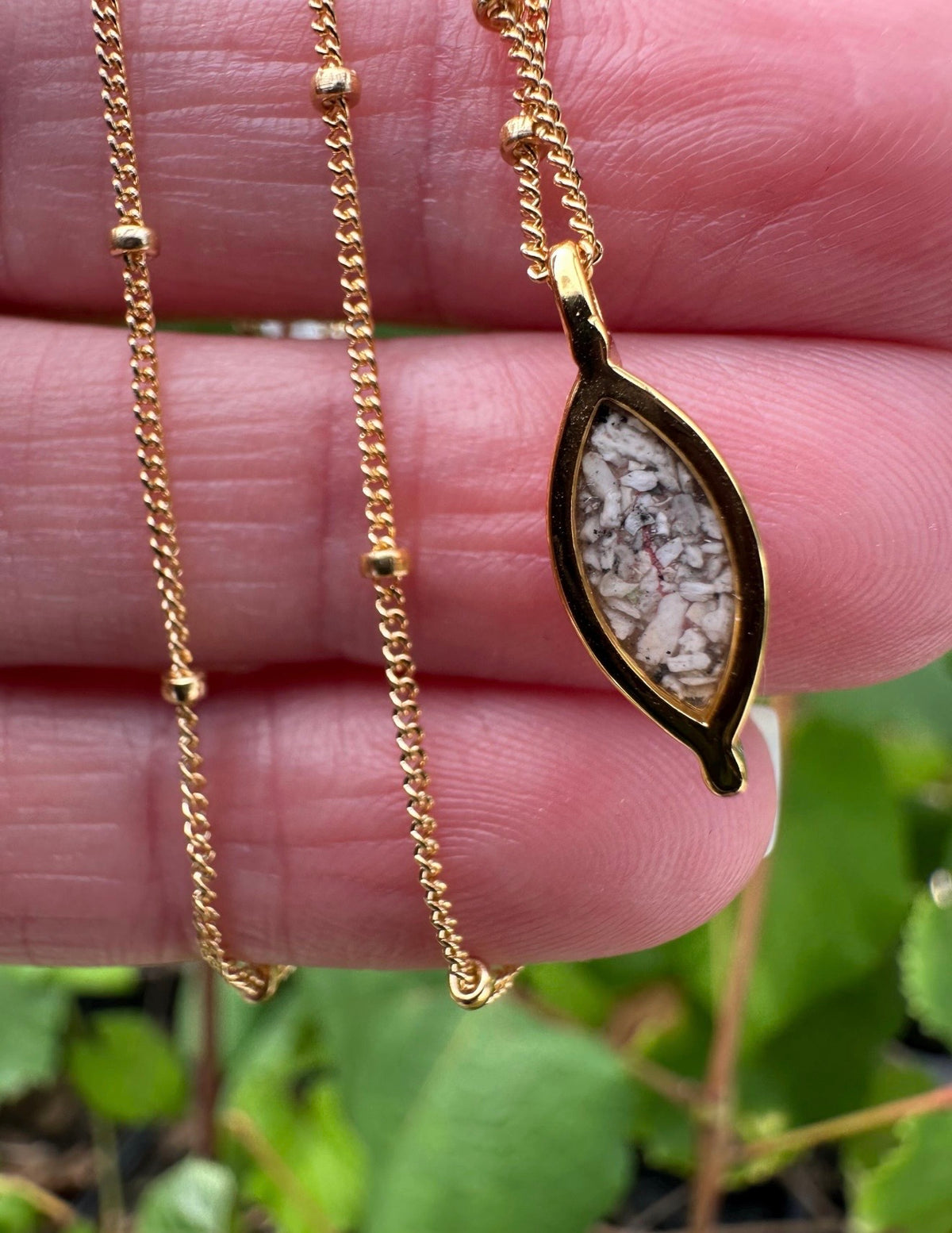Cremation Ashes Marquise CZ Diamond Necklace on Satellite Chain