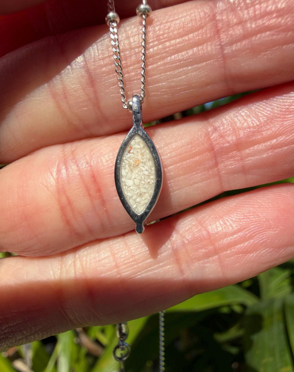Cremation Ashes Marquise CZ Diamond Necklace on Satellite Chain
