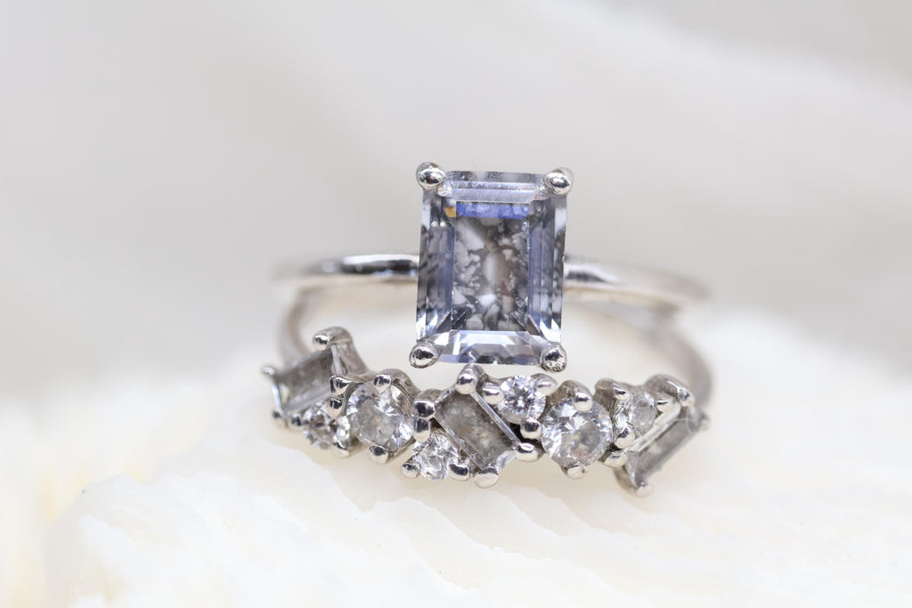 Baguette and Round Cremation Ring, Vintage Inspired Half CZ Eternity Band