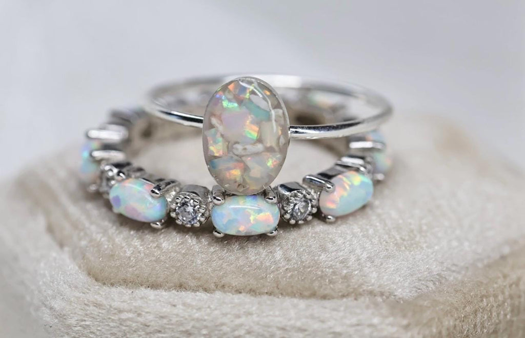 Cremation Ashes Ring, Forever Opal Urn Ring