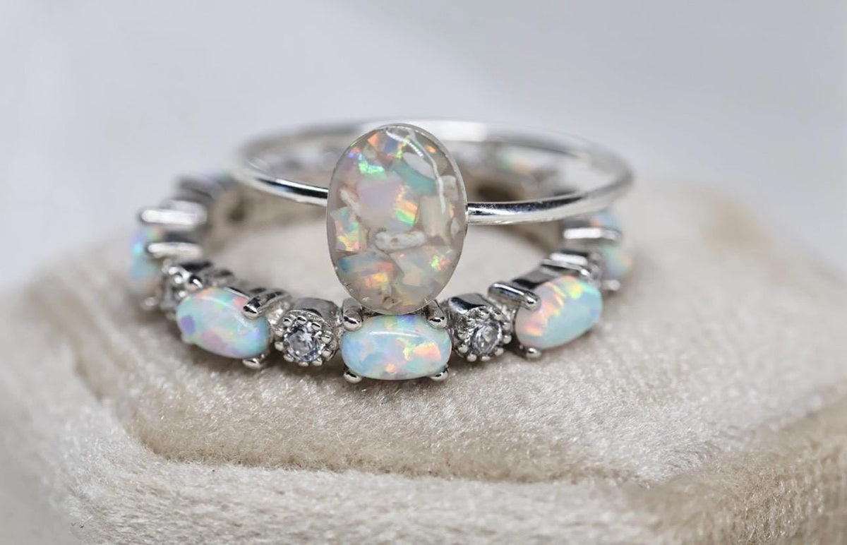 Cremation Ashes Ring, Forever Opal Urn Ring