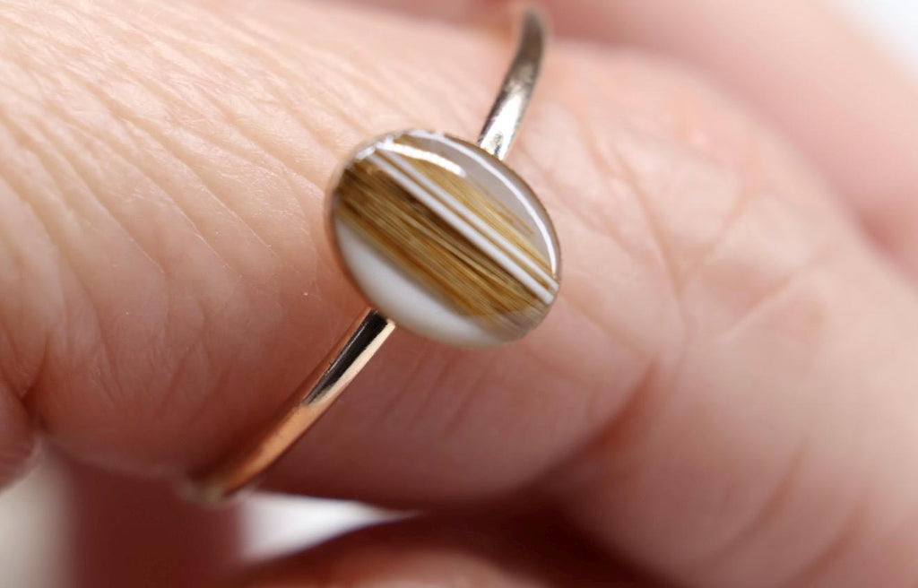 Pet Fur Whisker Keepsake Ring, Resin Stone, Memorial Jewelry