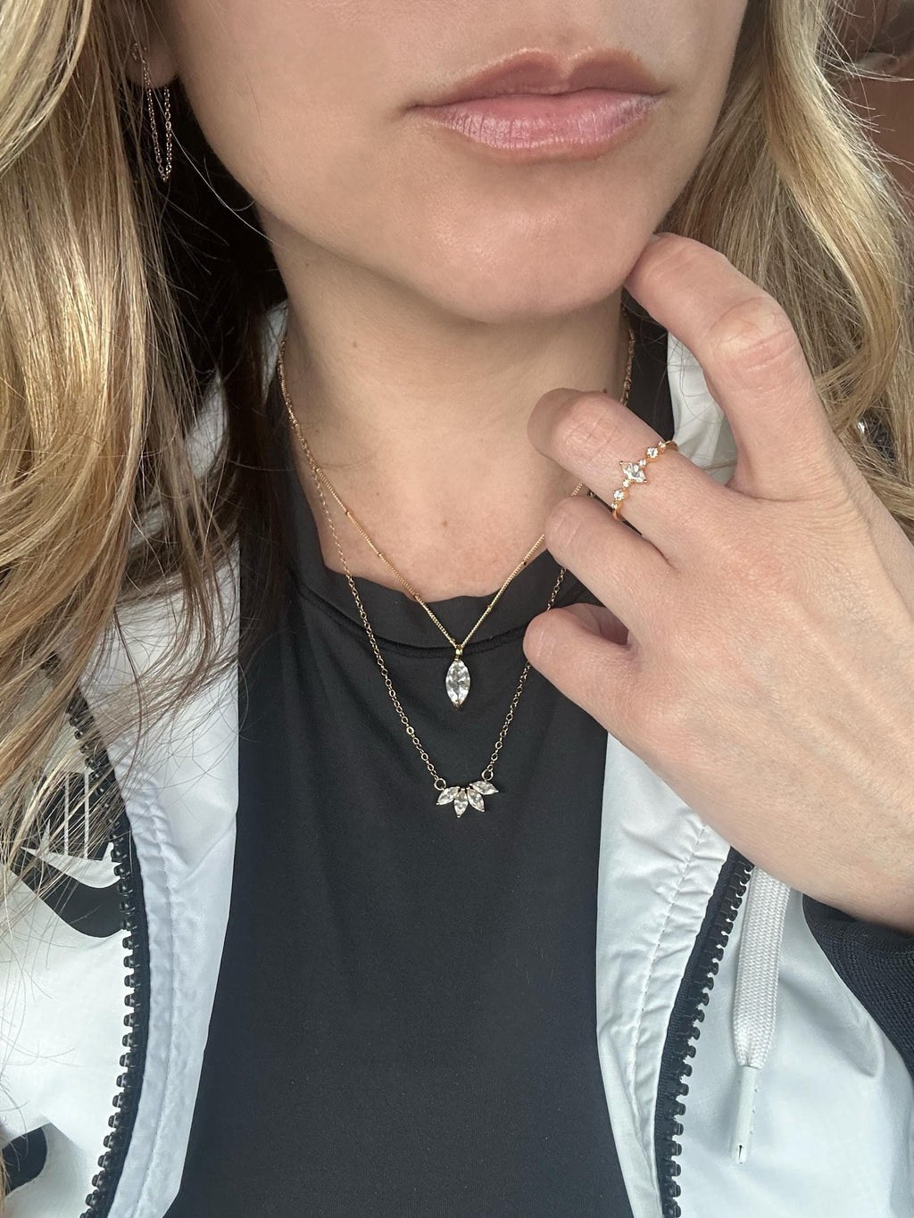 Cremation Ashes Marquise CZ Diamond Necklace on Satellite Chain