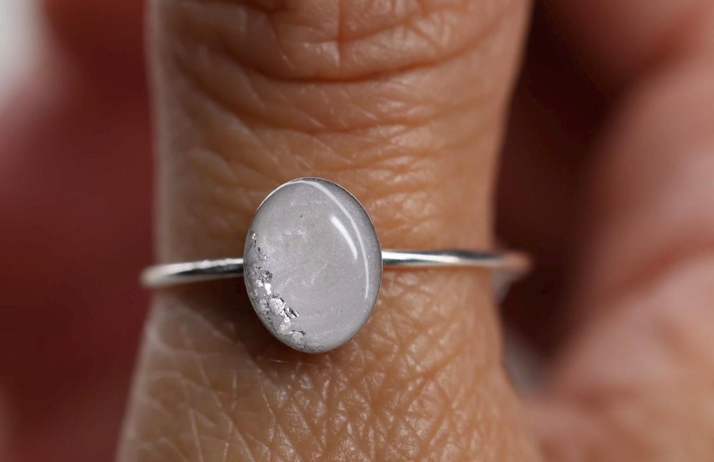 Breastmilk Pearlescent Ring, Gold or Silver Flake Mother’s Milk Ring