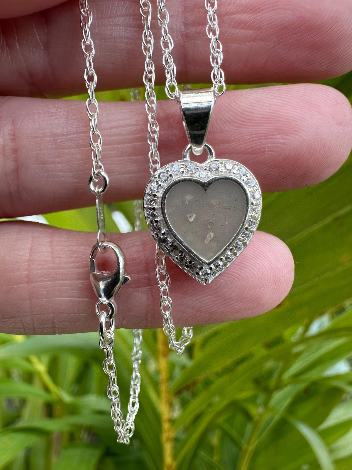 Heart Cremation Necklace, Pave Heart Ashes Jewelry