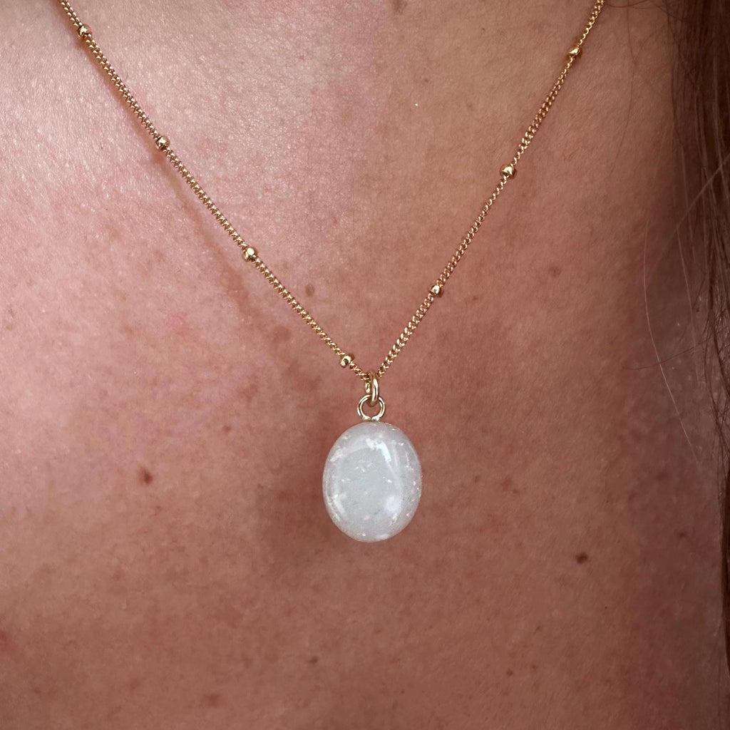 Eternity Opal Cremation Necklace, White Opal Ashes Jewelry