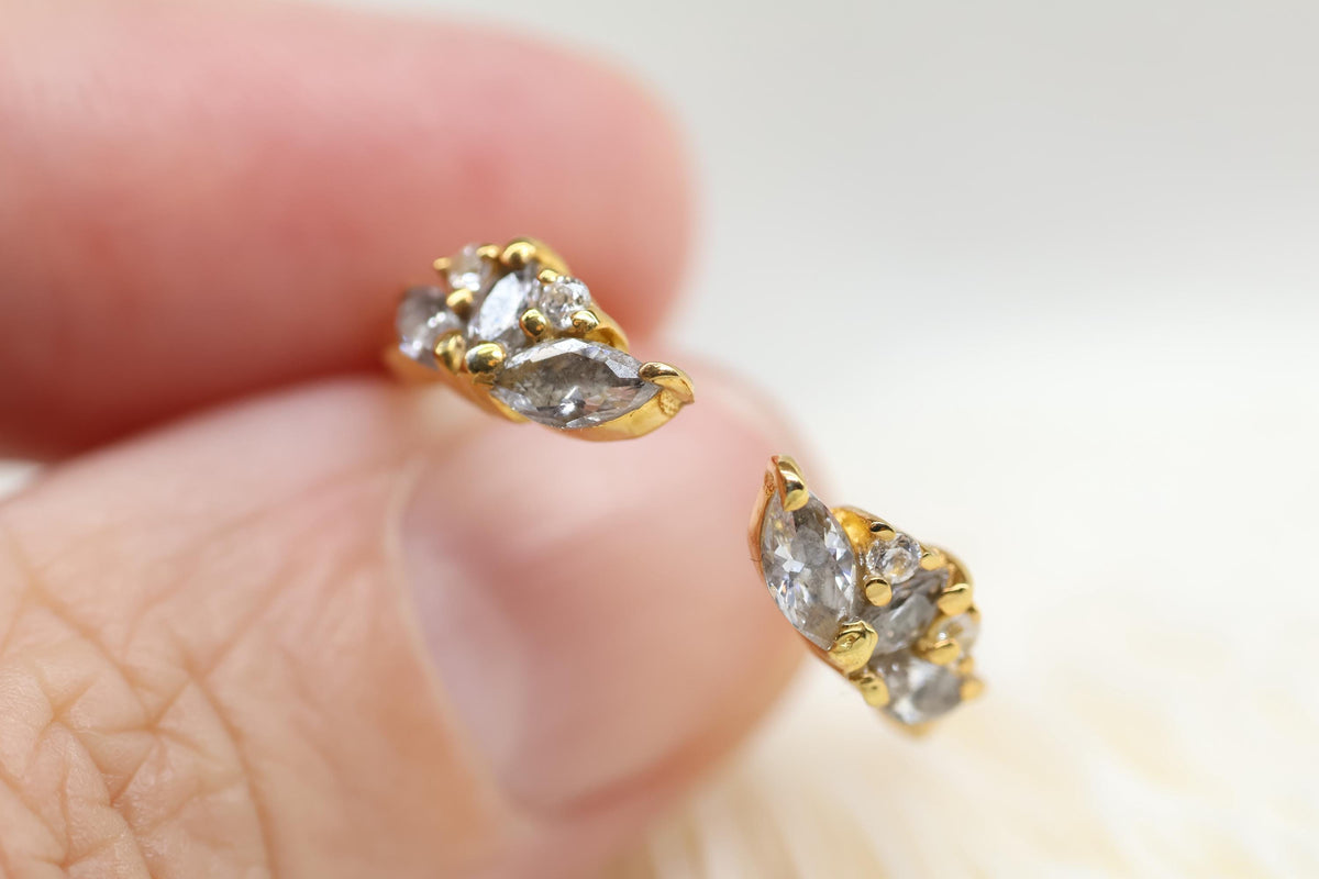 Open Bypass Cremation Ring with Marquise & Round CZ Stones