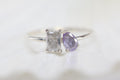 Toi et Moi Cremation Ashes Birthstone Ring, Emerald and Pear Cut Stones