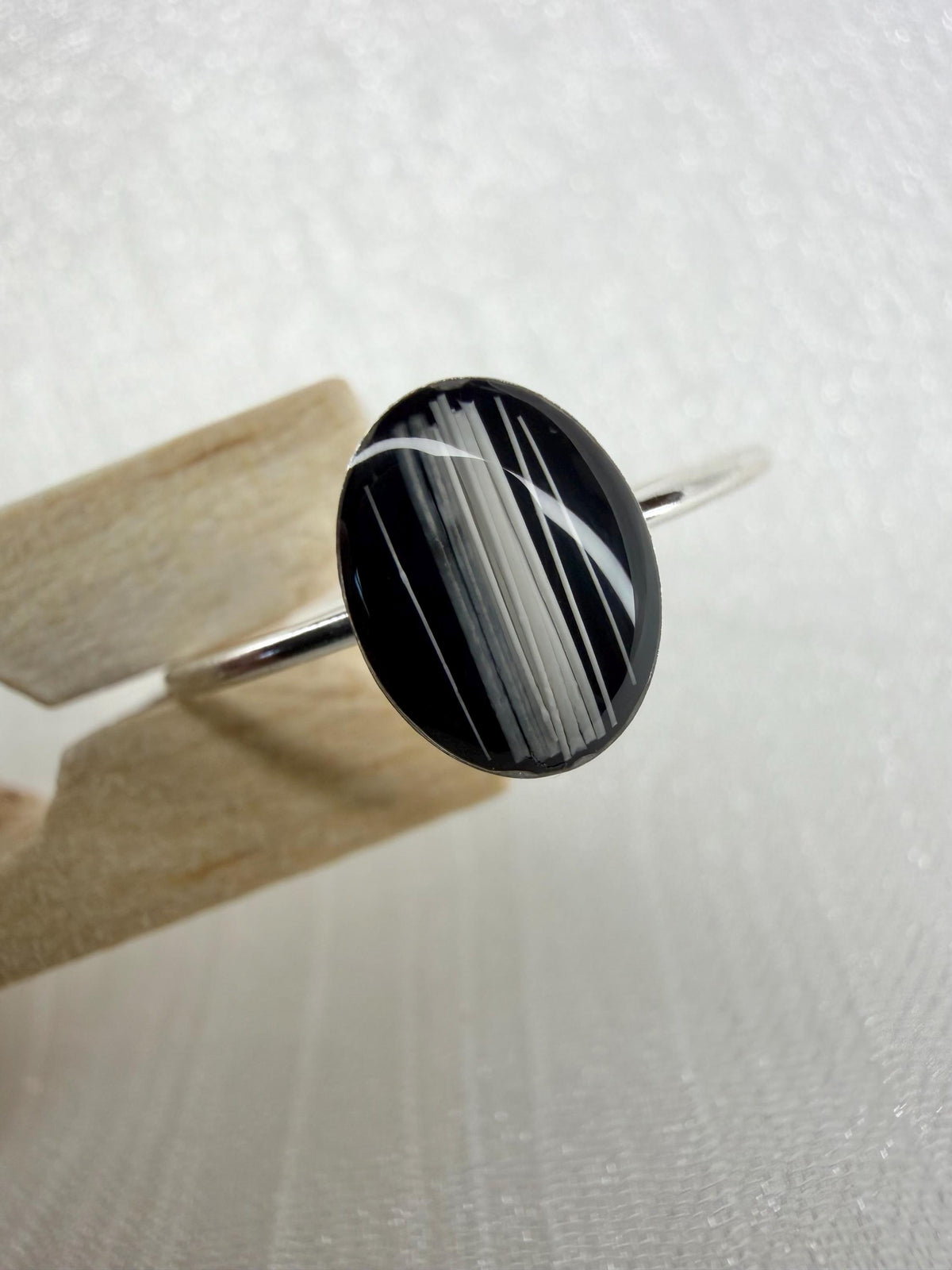 Whisker Keepsake Ring, Black Resin Stone, Pet Memorial Jewelry