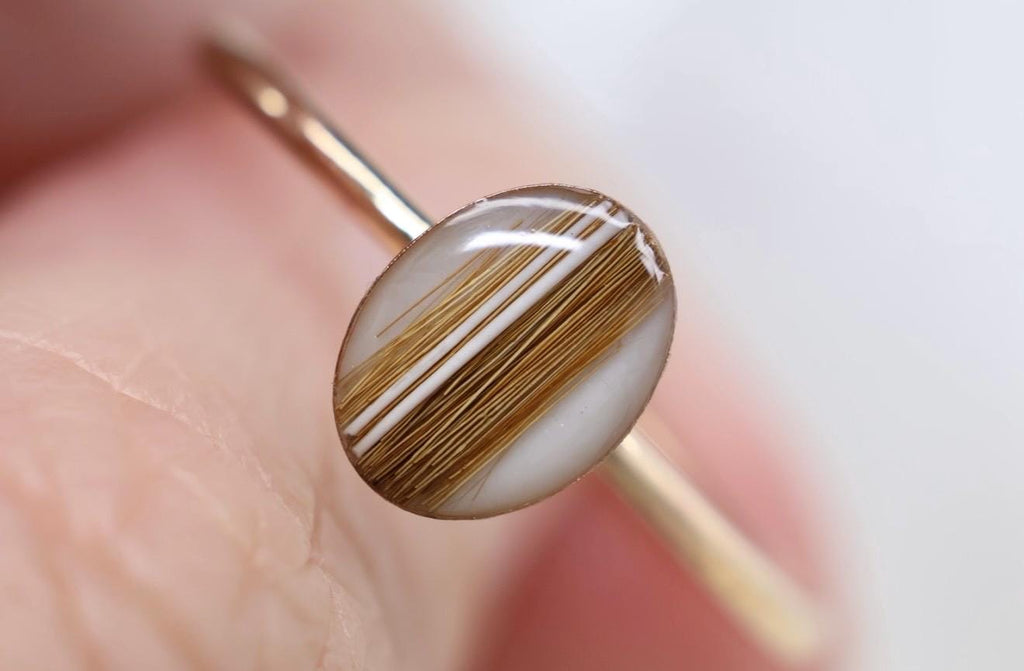 Pet Fur Whisker Keepsake Ring, Resin Stone, Memorial Jewelry