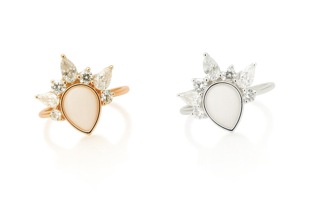 Crowned Pear Cut Breastmilk Keepsake Ring