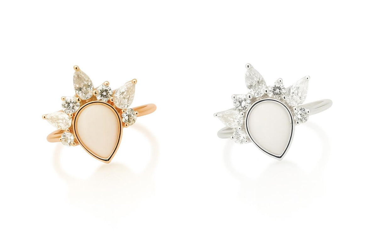 Crowned Pear Cut Breastmilk Keepsake Ring