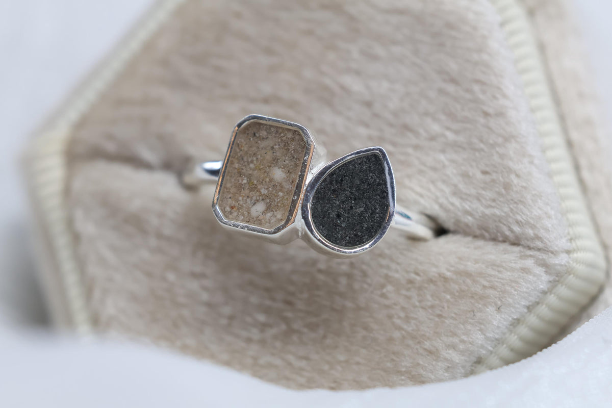 Toi et Moi Memorial Ring, Double Stone Ashes Ring