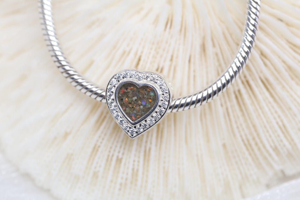Heart Cremation Charm for Ashes, Sterling Silver European Bracelet Bead