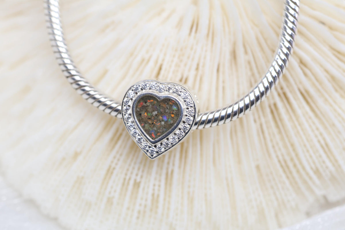 Heart Cremation Charm for Ashes, Sterling Silver European Bracelet Bead