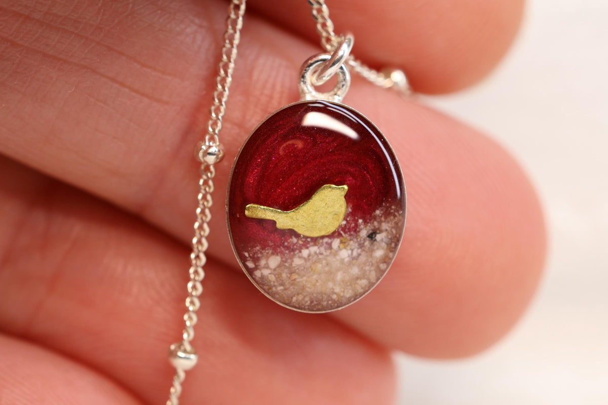 Cardinal Cremation Ash Necklace, Memorial Jewelry