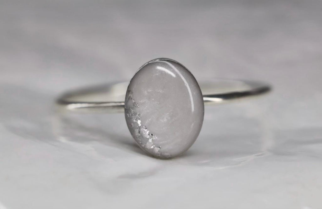 Breastmilk Pearlescent Ring, Gold or Silver Flake Mother’s Milk Ring