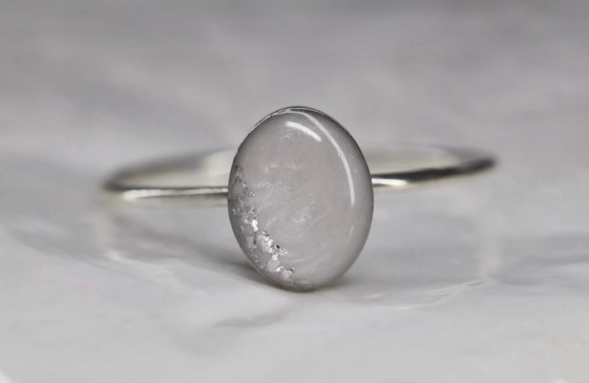 Breastmilk Pearlescent Ring, Gold or Silver Flake Mother’s Milk Ring