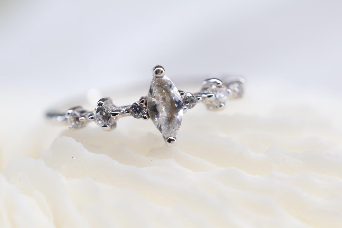 Cremation Marquise CZ Diamond Ring, Ashes Keepsake Ring