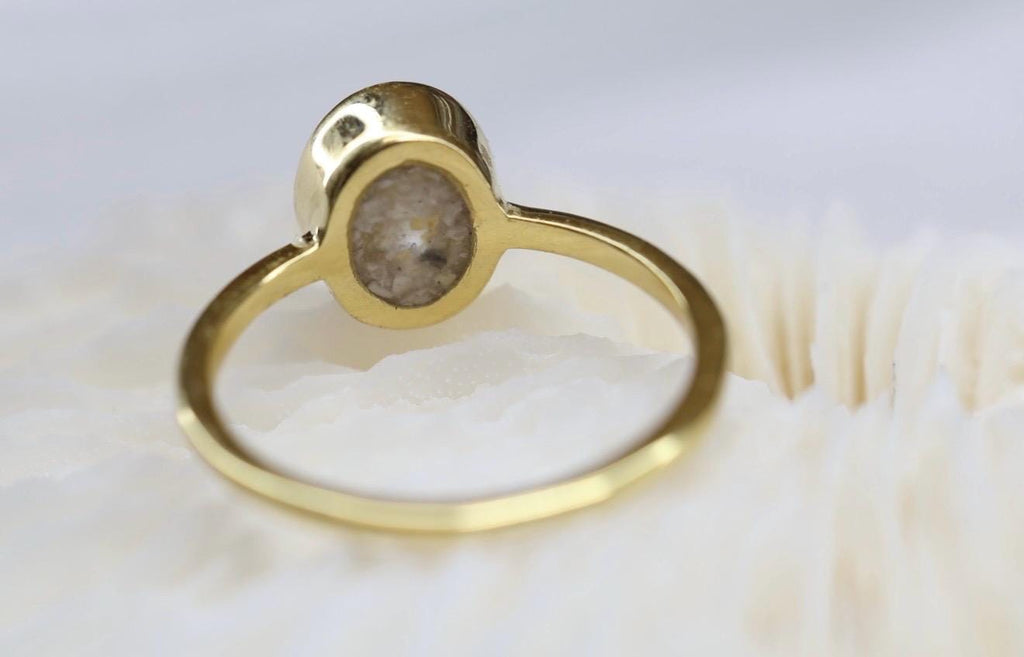Cremation Oval Cubic Zirconia Ashes Ring