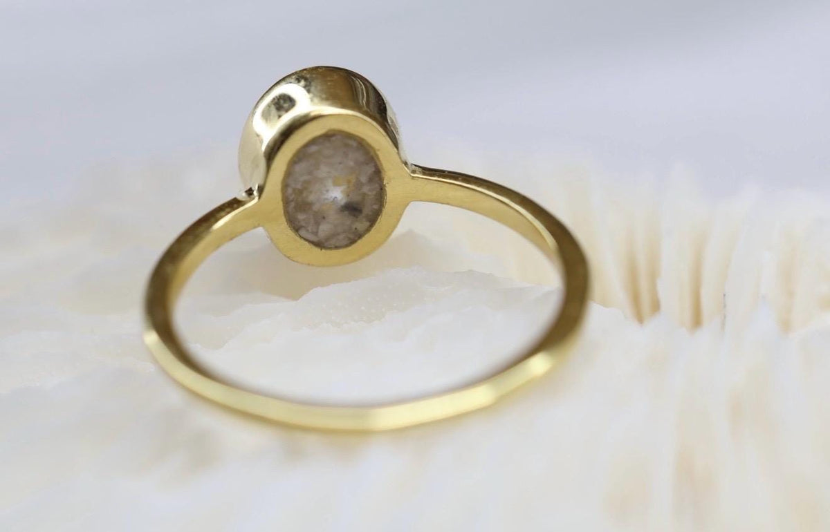 Cremation Oval Cubic Zirconia Ashes Ring