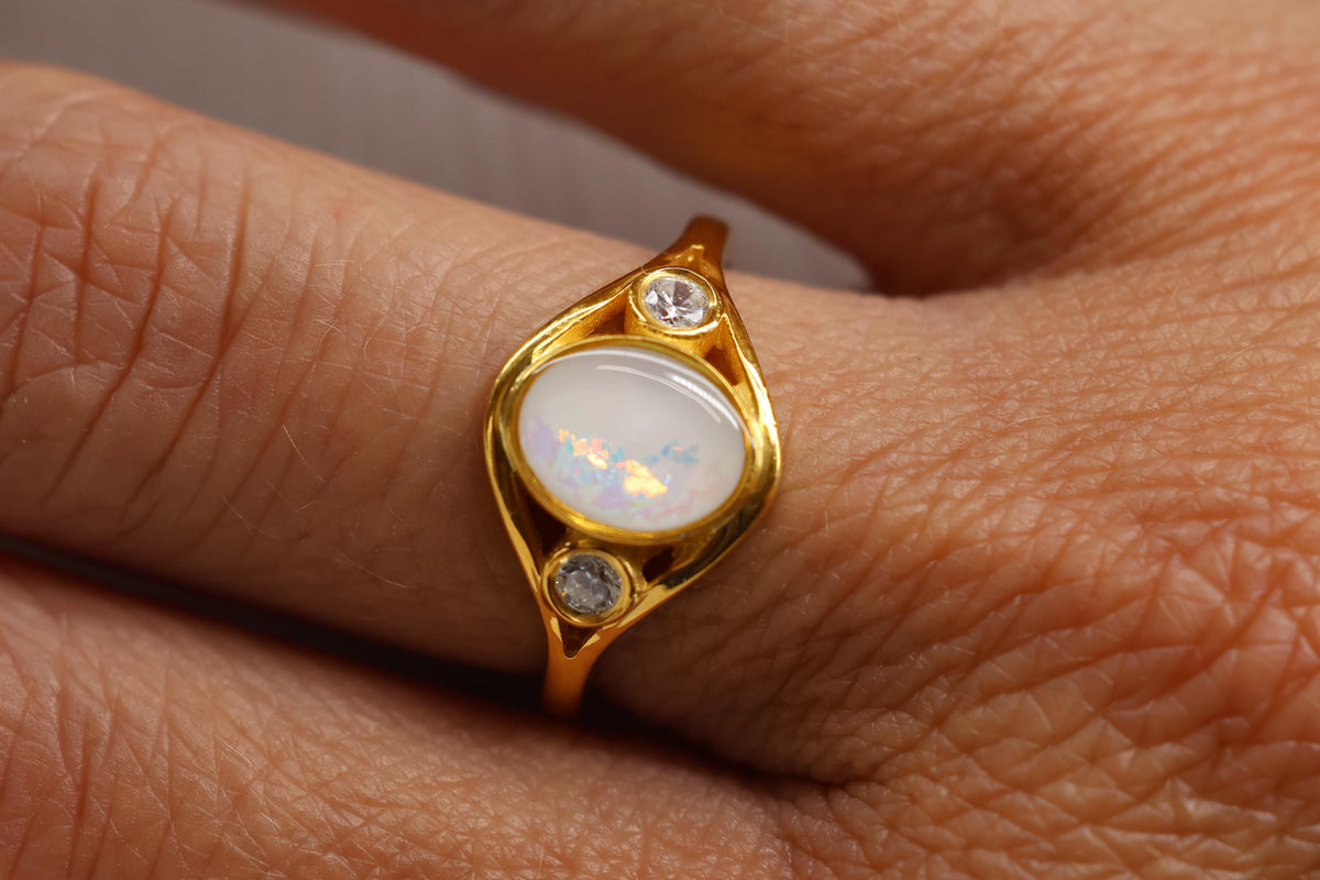 Oval Opal Arch Breastmilk Ring