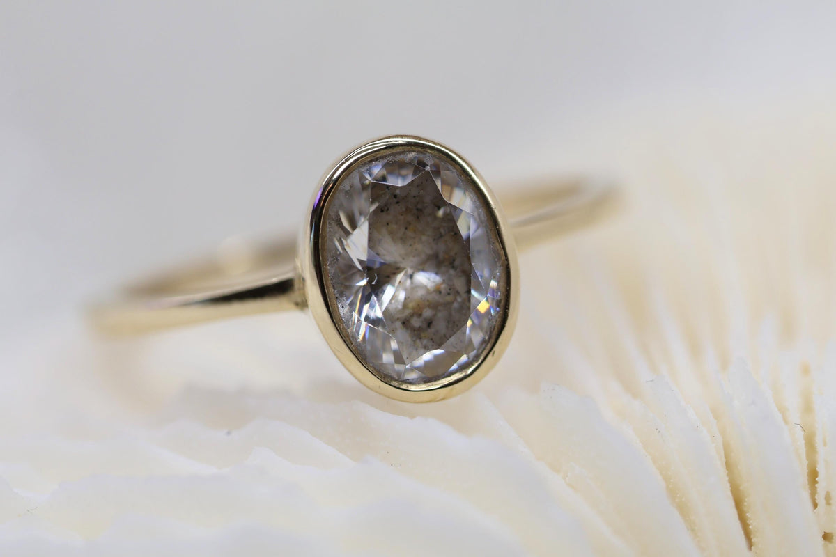 Cremation Oval Cubic Zirconia Ashes Ring