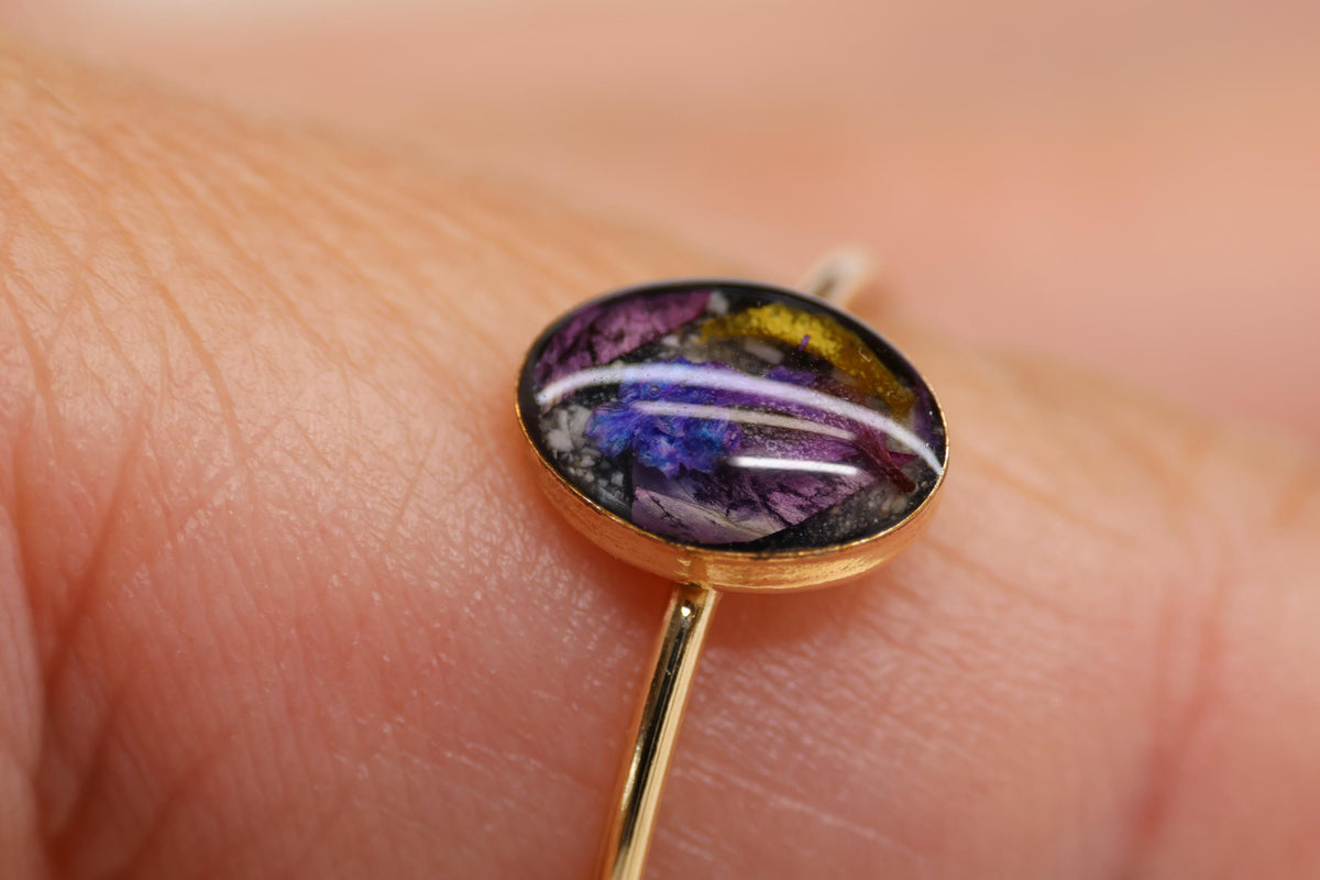 Cremation Ashes and Dried Flowers Ring, Funeral Flowers Keepsake