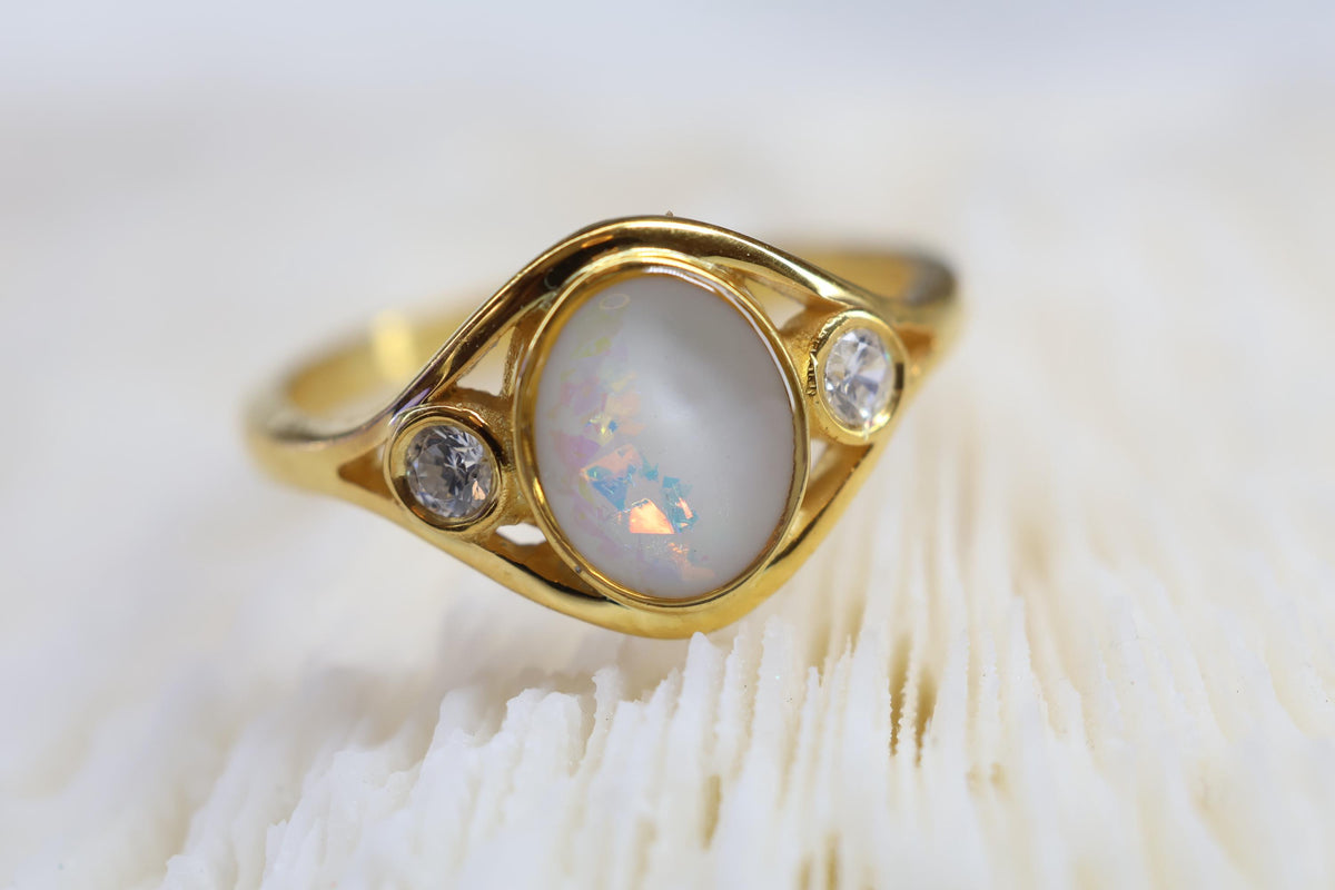 Oval Opal Arch Breastmilk Ring
