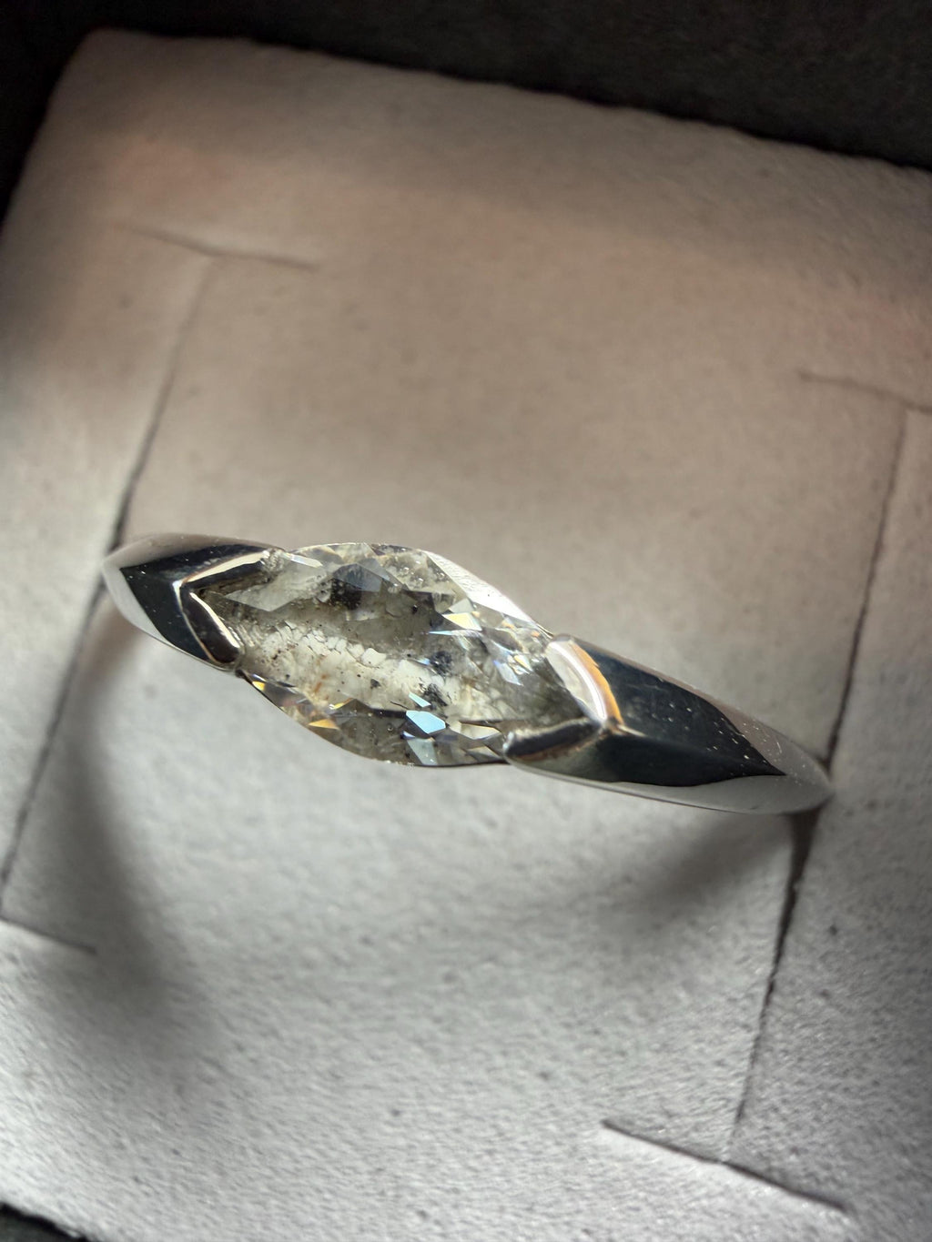 Solid Gold East West Cremation Ashes Ring, Marquise CZ Ring