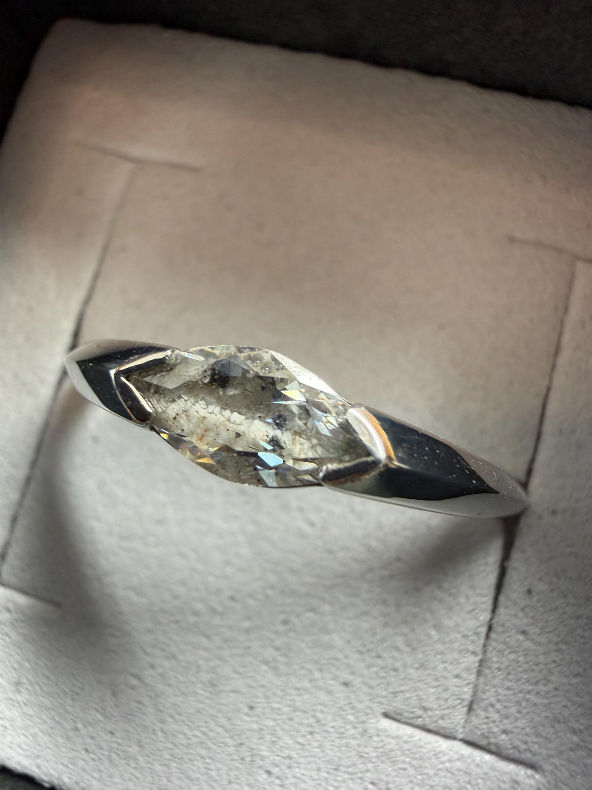 Solid Gold East West Cremation Ashes Ring, Marquise CZ Ring