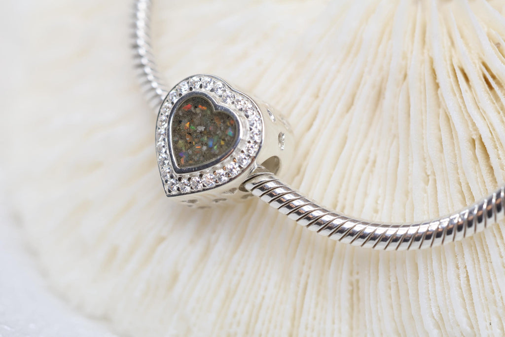 Heart Cremation Charm for Ashes, Sterling Silver European Bracelet Bead
