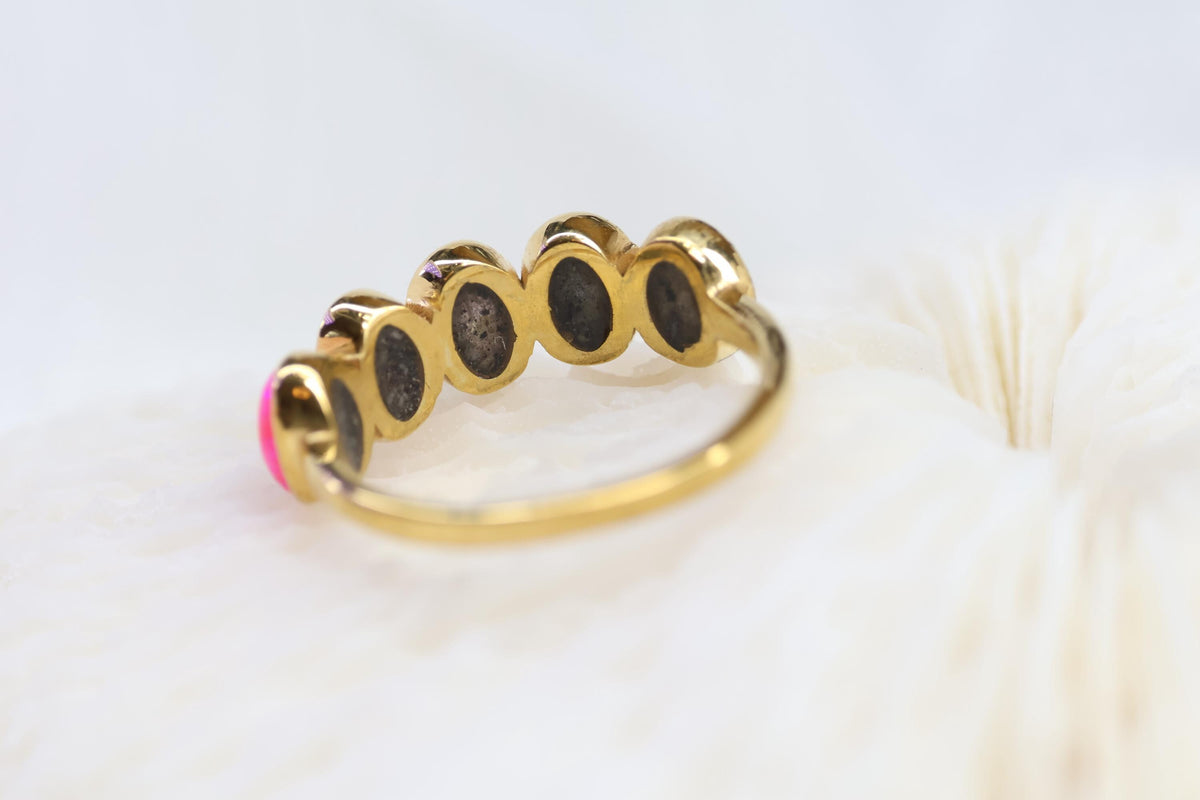 Ombré Opal Cremation Ring, Half Eternity Band Ashes Keepsake Ring