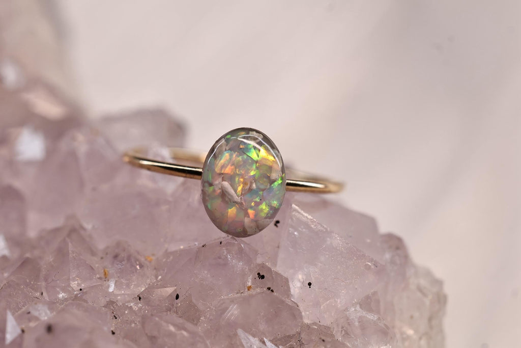 Cremation Ashes Ring, Forever Opal Urn Ring