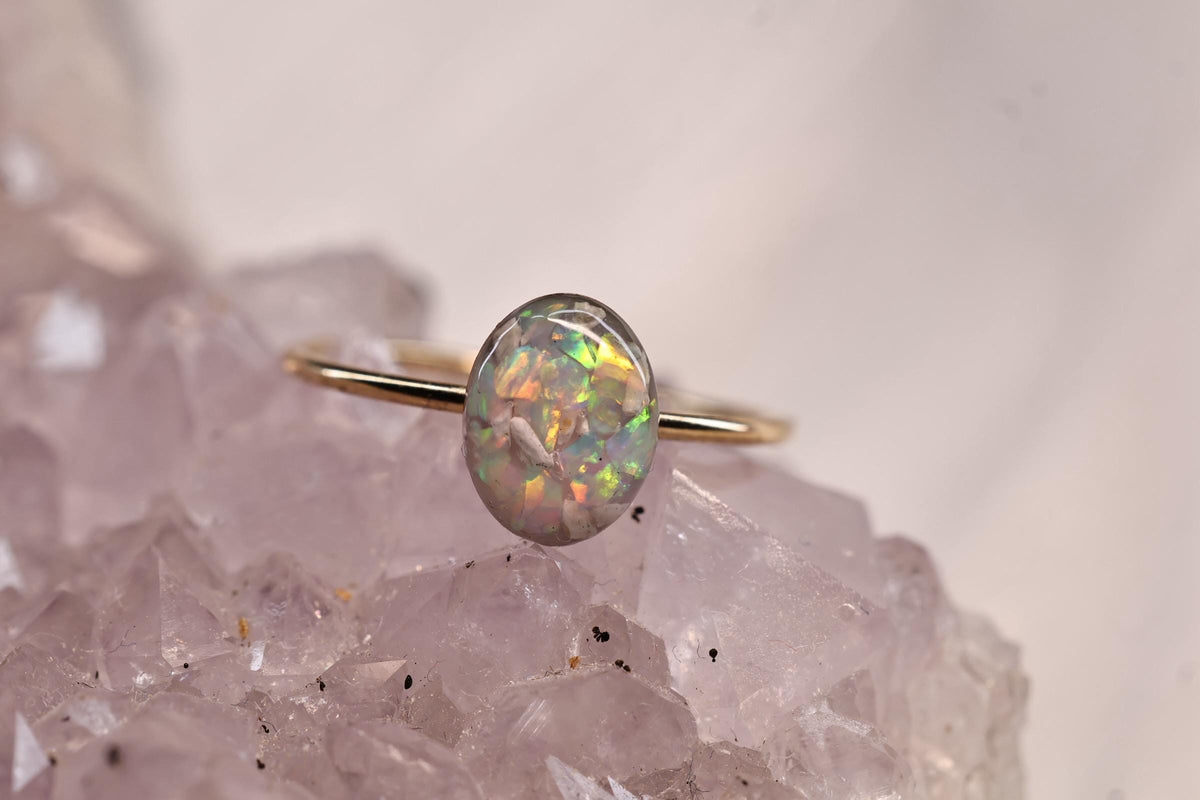 Cremation Ashes Ring, Forever Opal Urn Ring