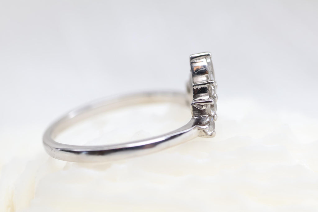 Cremation Crown Ring, Ashes Marquise Cubic Zirconia Stacking Ring