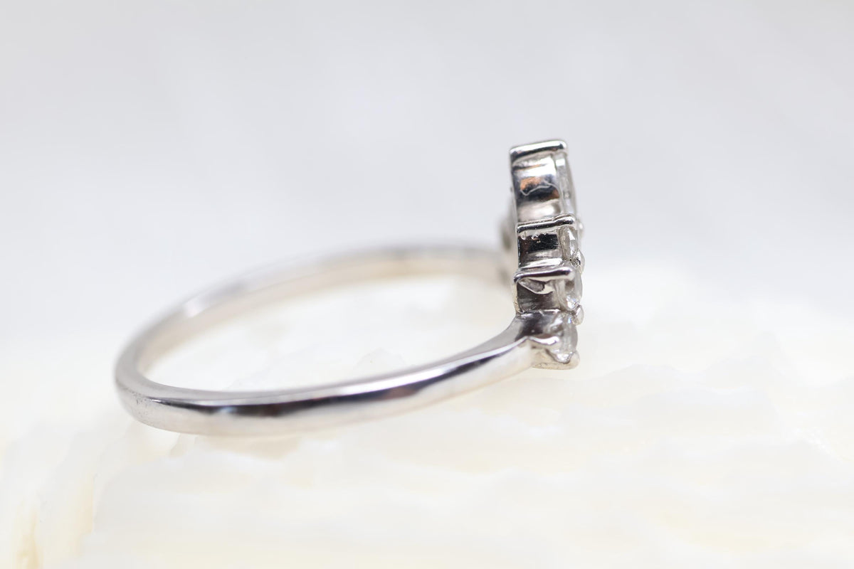 Cremation Crown Ring, Ashes Marquise Cubic Zirconia Stacking Ring